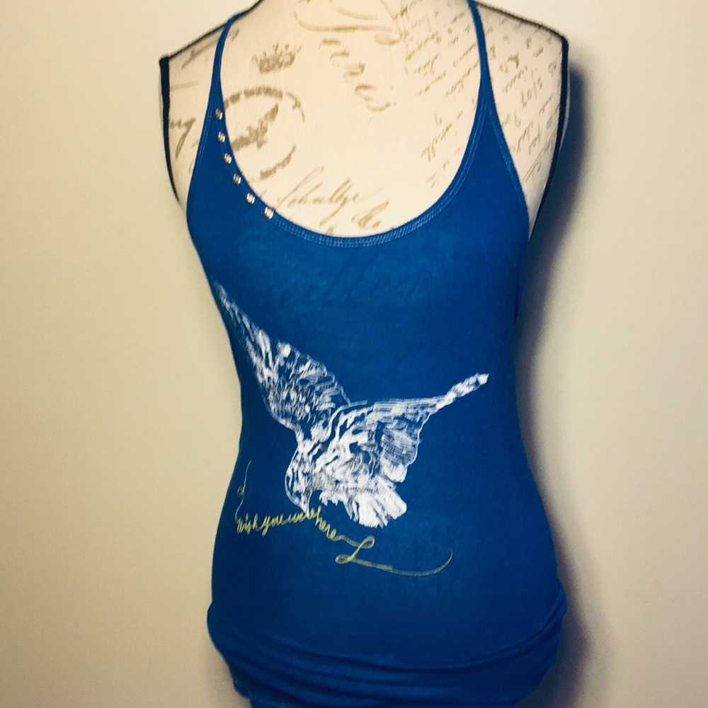 NWOT Free People blue T-strap tank top Small